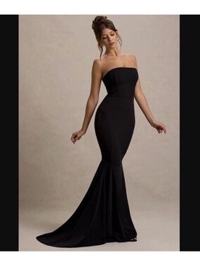 Club L London Strapless Black Mermaid Evening Dress